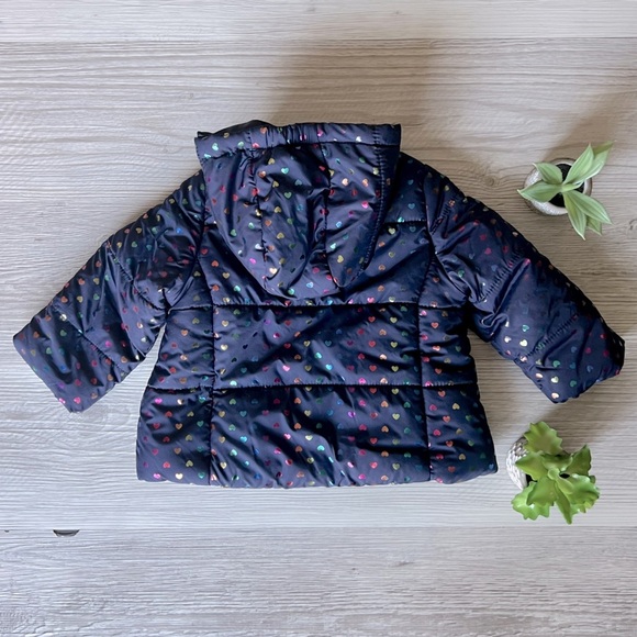 ME JANE rainbow heart puffer hooded jacket size 24M - Picture 10 of 16